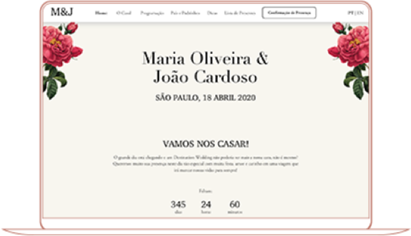 Crie grátis o site de casamento Joliz